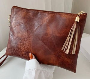 Felicia’s Fashion Embossed Tassel Wristlet Handbag